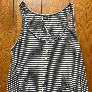 Urban Outfitters Grey and White Striped Tank with Lace Detail Size S